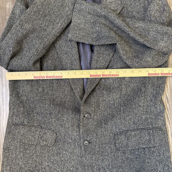 VTG LANDS END Authentic Men’s Harris Tweed Wool Sport Coat 44R Houndstooth Lined - Picture 6 of 14